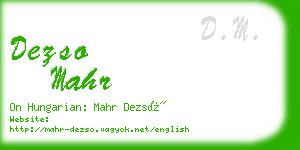 dezso mahr business card